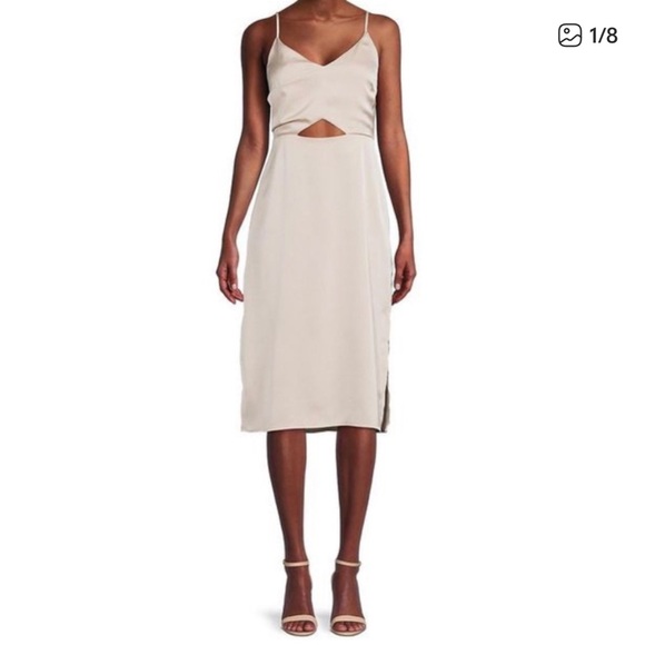Sam Edelman Cream Satin Midi Dress - Picture 2 of 5